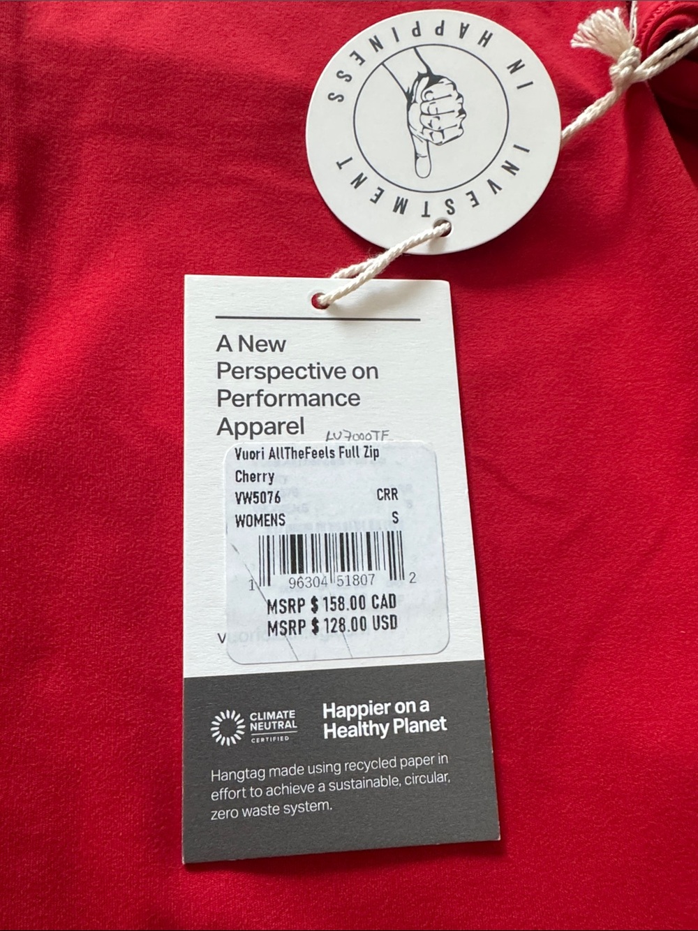 VUORI AllTheFeels Cherry Red Set Legging + Full Zip Jacket Size Small NWT - Picture 2 of 10